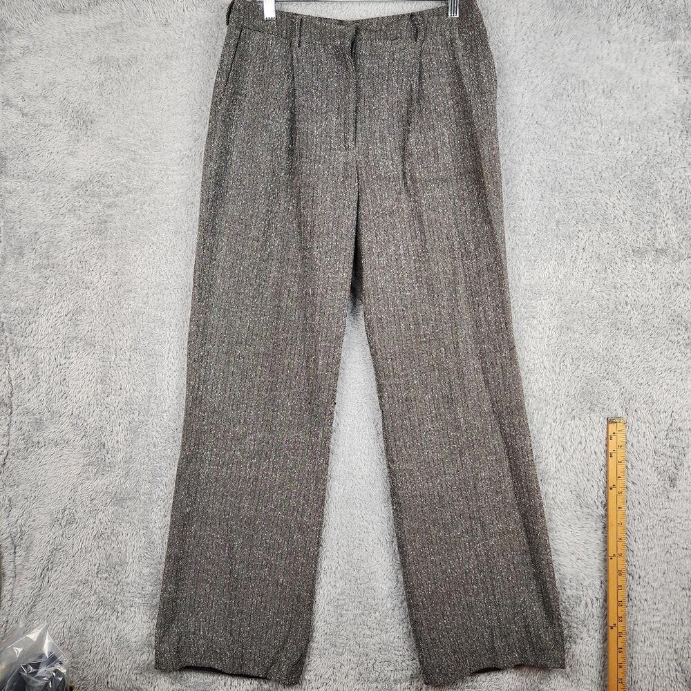 Vintage Spiegel Dress Pants Womens 8 Gray Herringbone Pleated Straight USA Twill